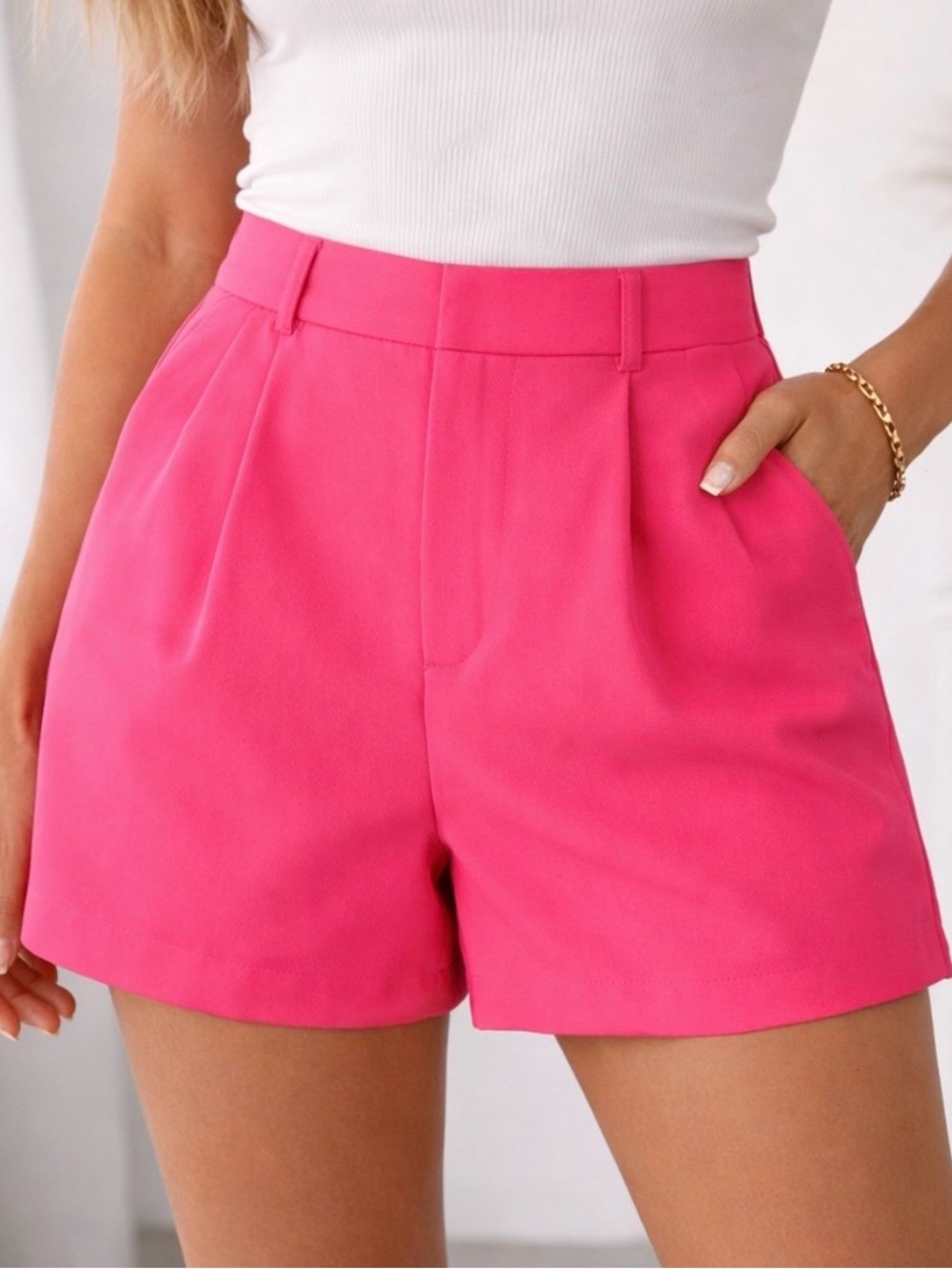 Hot Pink tailored preppy shorts